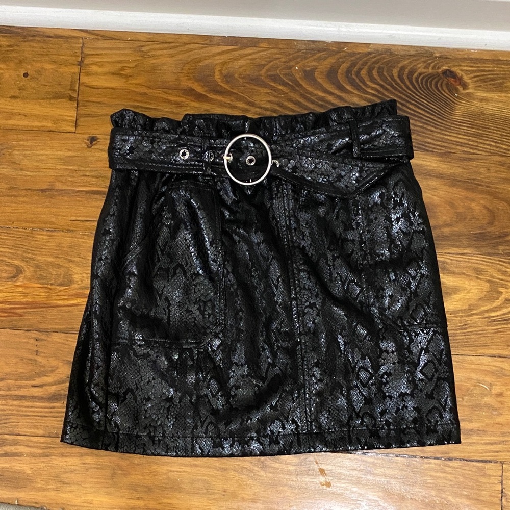 Haute Monde Glossy Black Mini Skirt